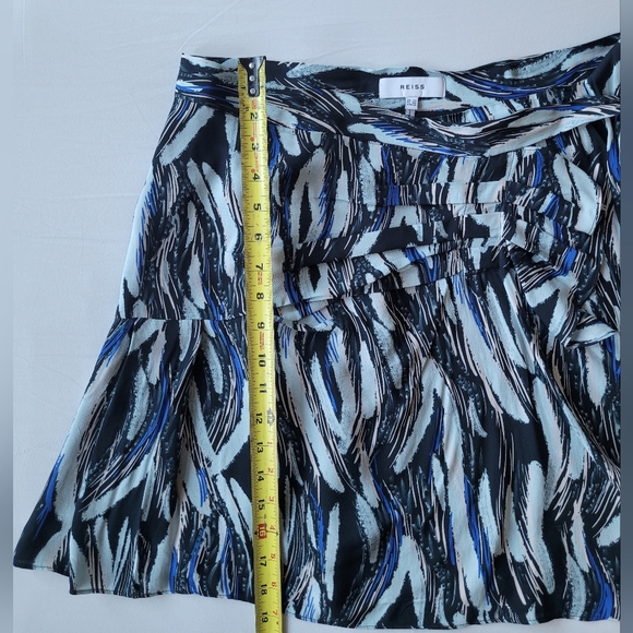 Reiss Blue and Black Asymmetrical Wrap Midi Skirt - Picture 9 of 10